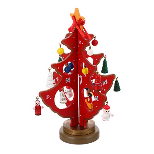 CLISPEED Árvore De Natal De Madeira Mesa Central Sazonal Figura Da Árvore De Natal Sinal De Mesa De