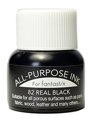 Tsukineko Pluma estilográfica negra real, 15 ml, tinta de caligrafía, impermeable, archivo, no tóxico, en relieve, 15 ml
