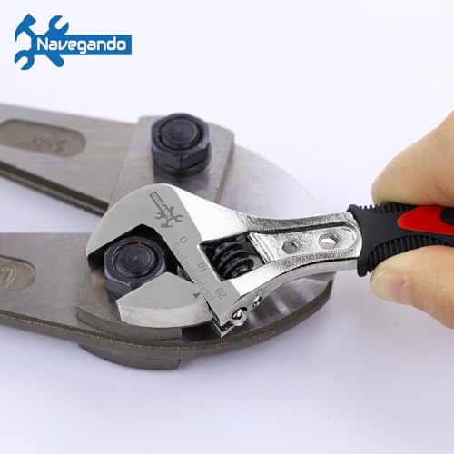 Image of Navegando 6 Inch Adjustable Wrench (150mm), High Carbon Steel Wrench with Non-Slip Grip, 19mm Max Jaw Opening for Plumbing, Bicycle & Home Repair