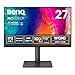 ベンキュージャパン BenQ AQCOLORシリーズ・デザイナー向け WQHDモニター PD2706QN 27インチ/IPS/ナノマット/100Hz リフレッシュレート/広色域/USB Type-C 90W給電/HDMI/DP/KVM機能/スピーカー付(3W x2)/高さ調整/回転(ピボット)機能/フリッカーフリー/ブルーライト軽減