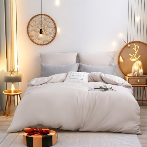 MOHAP Warm Bedding Double Duvet Cover Set 3 PCS Plain Brushed