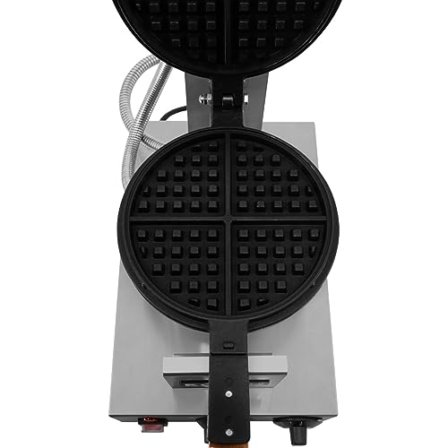 KuKoo Single Waffle Maker Machine Rotating Round Deep Fill Non-Stick Iron Plates Electric 1000W 50-250°C Automatic Temperature 1-5 Minute Timer Commercial Stainless Steel Cool Touch Handle FREE Tongs - Image 7