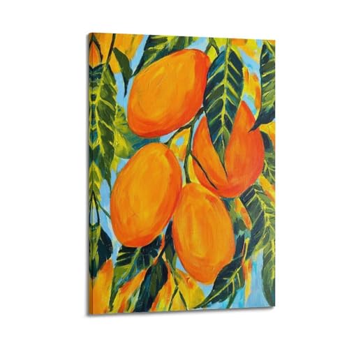 Peinture décorative mangue en impression sur toile de style peinture à l'huile avec cadre