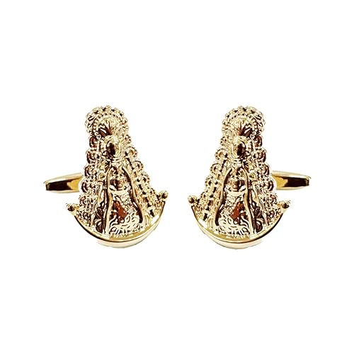 Gemelos forma Virgen del Rocío acabado dorado. Gemelos de la Blanca Paloma para Bodas, eventos, fiesta. Gemelos Camisa Traje Esmoquin con diseño ancla. Regalo día del padre, novio, regalo padrino.