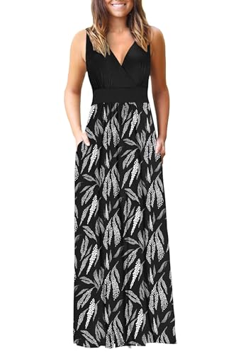 Image of AUSELILY Women's Sleeveless Formal Dress Deep V Neck Loose Plain Cocktail Long Maxi Dresses with Pockets 2026 New