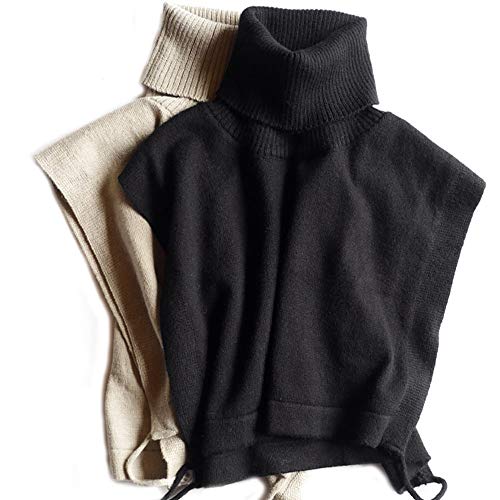 Winter Wool Knitted Unisex Turtleneck Black Red Grey Khaki False Collar4