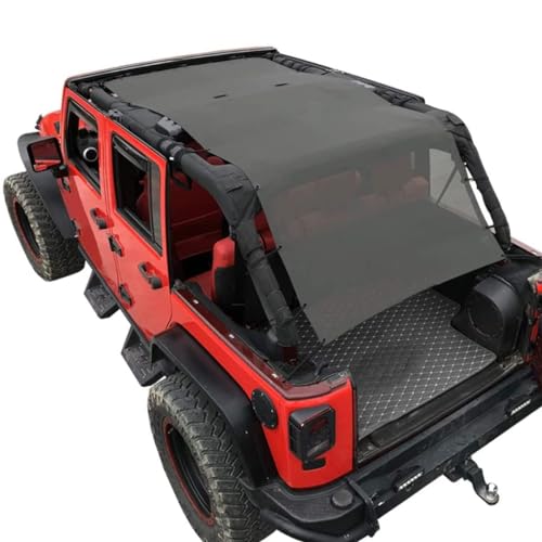 GIACCA A VENTO E RIDUTTORE DI RUMORE: JK Sun Shade riduce molto il vento e il rumore durante la guida, nel frattempo tieni fuori le foglie e le piccole pietre per rendere la tua Jeep Wrangler pulita e i passeggeri al sicuro mentre fai Jeep sul vialetto di ghiaia.
