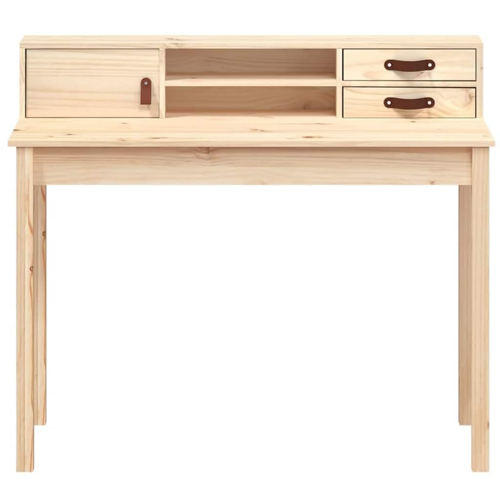 Scrivania in legno massiccio pino 110 x 50 x 93 cm con deposito