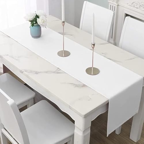 LivinEase – Chemin de Table pour Table à Manger 42 x 240 cm – Élégamment drapé, 250 g/m² Blanc Chemin de Table – idéal pour la décoration de fête...