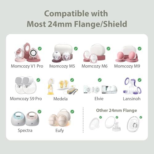 10PCS Flange Sizing Kit 13/15/17/19/21mm for Momcozy M5/M6/M9/S9 Pro/S12 Pro/V1 Pro/Medela/Spectra/Lansinoh/Elvie/Eufy 24mm Flange/Shield, Silicone Flange Inserts Replacement Kit - 1