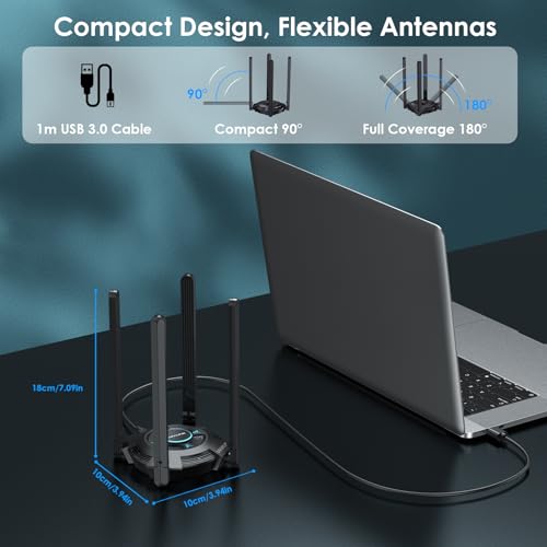 WAVLINK BE6500 USB WiFi 7 Adapter for Desktop PC, Tri-Band PC WiFi Adapter - image 8