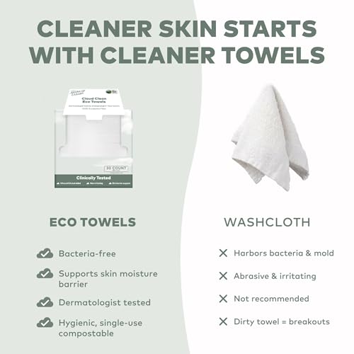 Image of The Original MakeUp Eraser Cloud Clean Eco Towels - Ultra-Soft, Disposable Face Towelette - 100% USDA Biobased - Helps Reduce Dryness & Redness - 30 Ct, 2 Pack (60 Total)
