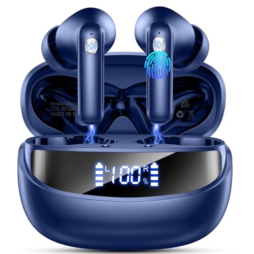 Earbuds Wireless Bluetooth 5.4 Headphone, Bluetooth Earbuds Noise Cancelling, 45H Deep Bass Stereo Sound Earphone Wireless Headphone with Dual LED Power Display, 4 ENC Mic, Type C Fast Charge Ear Buds