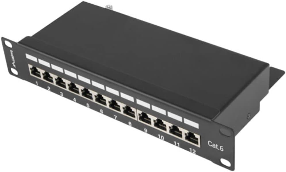 LANBERG Patch Panel 10'', 12 Port 1U, CAT.6, Black