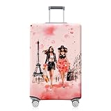 Vehcimbev Eiffel Tower Luggage Cover Fashion Girl Washable Elastic Streets of Paris Travel Suitcase Cover Anti-scratch Suitcase cover Fits 22-24 Inch Luggage Cover