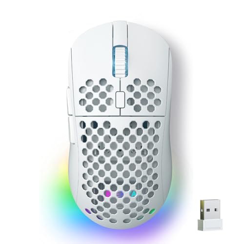 DIERYA Falcon M1 ワイヤレスゲーミングマウス 無線 24000DPI 180時間駆動 超軽量90g 6ボタンカスタマイズ RGB 2.4G/BT5.2/USB-C 有線 ホワイト