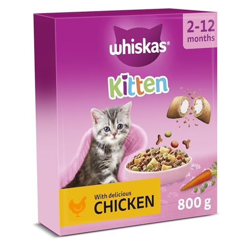 WHISKAS Junior Dry Cat Food 800g with Chicken (Pack of 5)