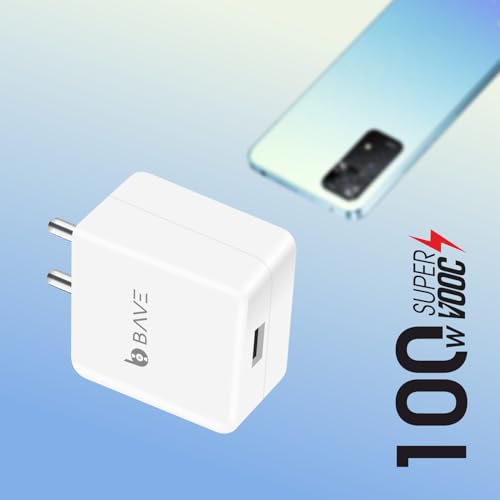 Image of BAVE 100W SuperVOOC Fast Charger with USB-A to Type-C Cable | Compatible with OnePlus, Oppo, Realme, Honor, Redmi, Xiaomi, Poco & USB-C Devices | Supports Dash, Dart, Warp, VOOC & SuperVOOC Charging