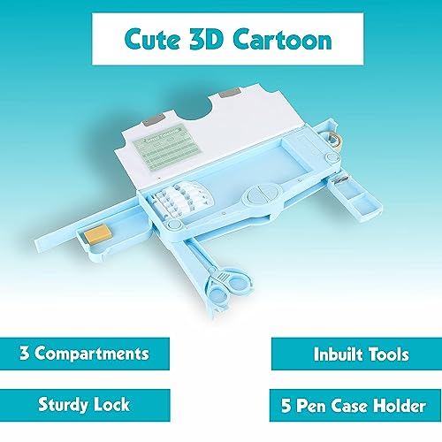 Image of LONGMIRE Plastic Space Theme Multi Functional Magnetic Pencil Box For Kids Boys & Girls Return Gifts (Multicolor)