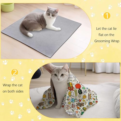 Image of Cat Grooming Wrap, Anti-Scratch & Escape-Proof, Suitable for Nail Clipping, Ear Cleaning, Teeth Brushing, Multi-Purpose Cat Grooming Hammock