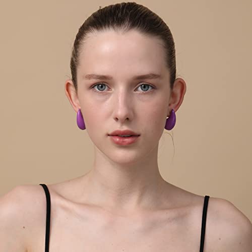 Image of Apsvo Chunky 14K Gold Plated Hoop Earrings for Women, Lightweight Waterdrop Hollow Open Hoops, Hypoallergenic Dupes Earrings
