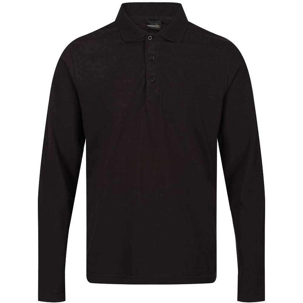 Regatta Professional Mens Pro 65/35 Classic Long Sleeve Polo Shirt - Perfect for Workwear or Casual Black