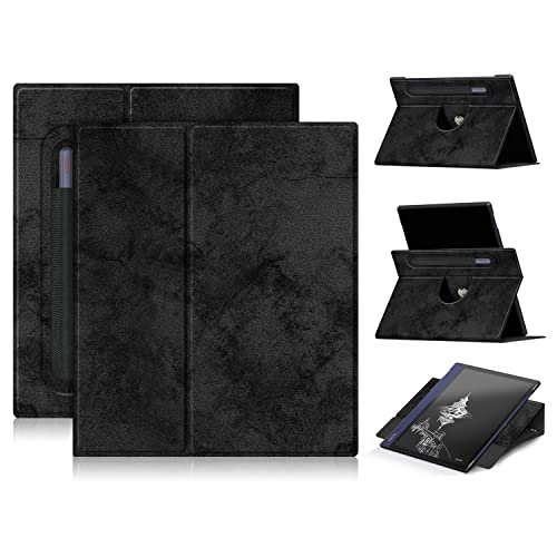 Xuanbeier Étui Rotatif pour Onyx BOOX Note Air2 /Air/Air 2 Plus 10.3 Pouce Tablette Housse de Protection avec Porte-Stylo et Fonction Veille/Réveil Automatique,Noir