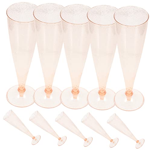 PRETYZOOM 10 Piece Plastic Flutes Set 4.5oz Elegant Sturdy Disposable Glasses Sturdy Base for Parties Banquets Wedding Toasting