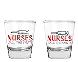 AW Fashions Nurses Call The Shots - Funny Nurse Party Favor Gift - 2 Pack Round Set of Shot Glass