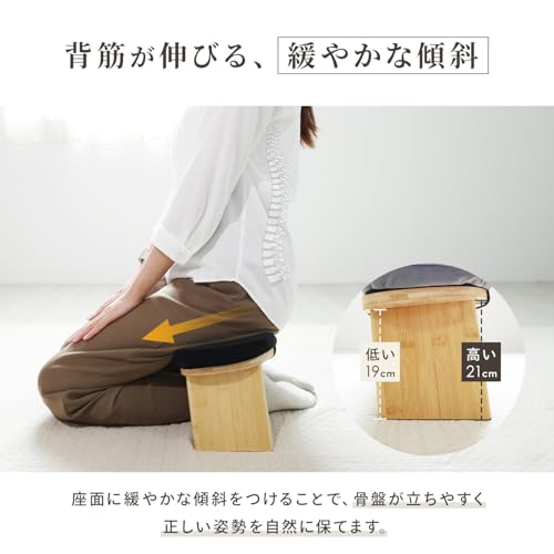 [MRG] ポータブル正座椅子 折りたたみ 携帯用 コンパクト 軽量 座禅椅子 和室 仏事 お墓参り 携帯座椅子 背もたれなし 高齢者用 正座補助 腰痛対策 (ブラック) [4]