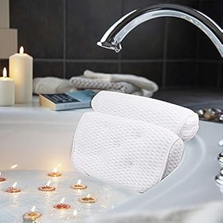 AmazeFan Badewannenkissen, Luxus Badewanne & Spa-Kissen mit 4D-Air-Mesh-Technologie und 7 Saugnäpfen. Stützfunktion für Kopf, Rücken, Schulter, Nacken. Geeignet für Badewannen und Home Spa