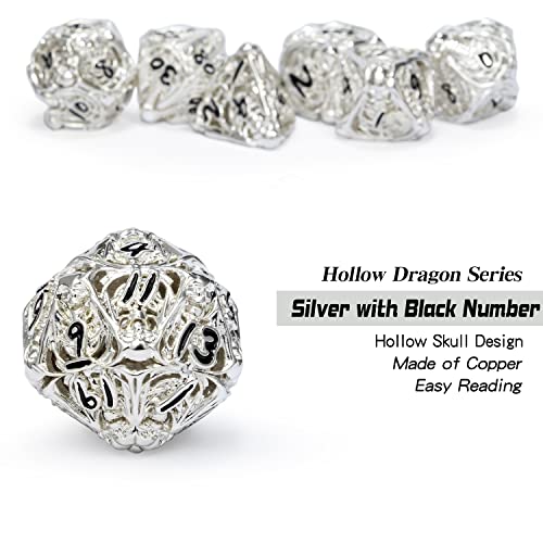 DNDND-Hollow-Metal-Dice-Set-DD-7-PCS-Silver-Hollow-Dice-with-Grogeous-Gift-Case-for-DND-Dungeons-and-Dragon-Tabletop-Game-Silver-with-Black-Number