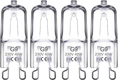 ATJTYSX 4 Stück Halogenlampe, G9 40W 230V Backofenlampe, Oven Lampe, G9...
