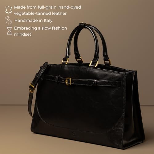Image of Time Resistance Leather Handbag for Women - Full-Grain Leather Tote Bag - Top Handle Shoulder Bag