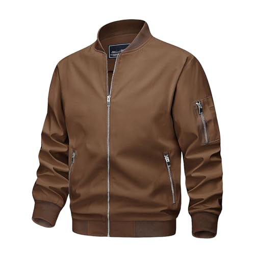 Mens Thin Jackets Lightweight Casual Windbreaker Zip Pockets Coats Biker Outwear Outdoor Male