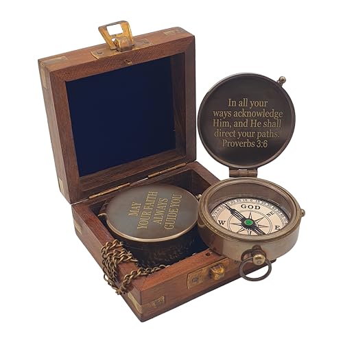 Brújula manual grabada para regalos de bautismo miniatura 2