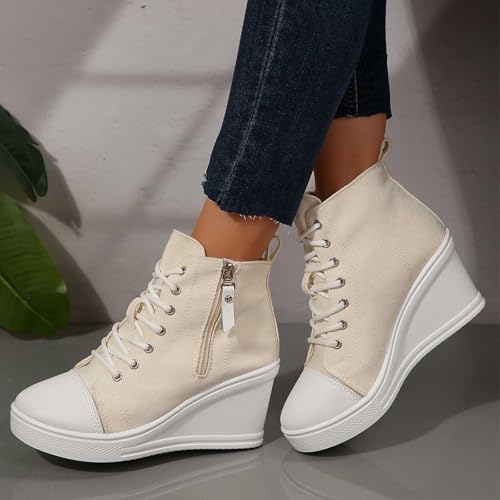 Chaussures décontractées pour femmes blanches plateforme taille 40 avec zip confort