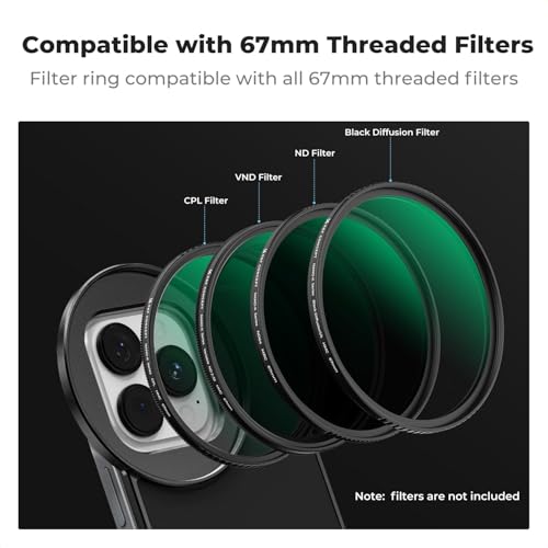 Image of K&F Concept 6.7 inch Magnetic Lens Filter Mount Adapter Compatible with iPhone and 67mm Threaded Filters, Compatible with 16 /15 /14 /13 /12 Pro Max, 16 /15 /14 Plus (Filter Not Included) | Compatible with iPhone and 67mm Threaded Filters, Compatible with 16 /15 /14 /13 /12 Pro Max, 16 /15 /14 Plus, FA201