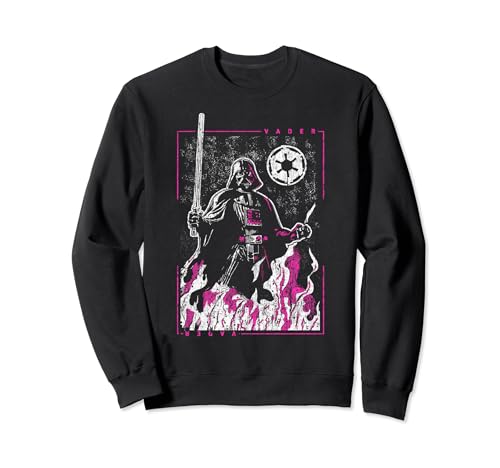 Sweatshirt Star Wars Dark Vador portrait flamme rose imprimé