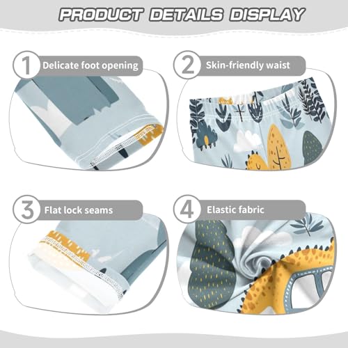 Bolaz Toddler Girls Leggings Printed Yoga Pants Leggings Blue Yellow Dinosaur for Kids3