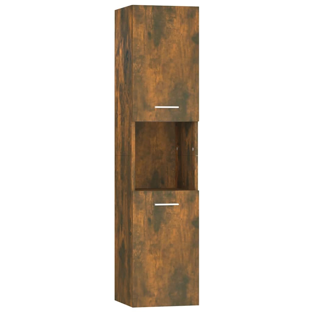 Mobile Colonna Bagno 30x30x130 cm Legno Multistrato Rovere Fumo