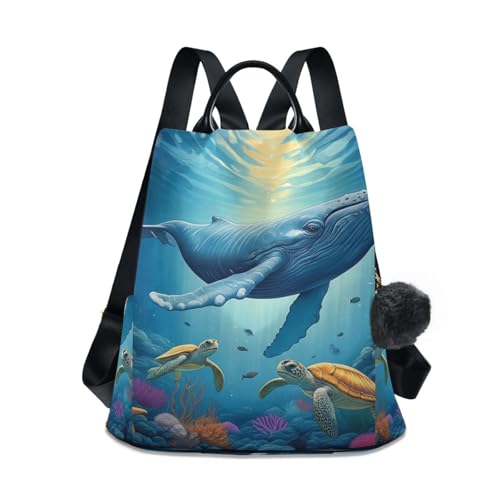 Sac à dos bleu pour femme voyage randonnée léger avec imprimé océan original