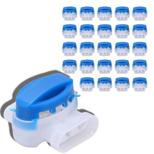 Electrical Insulated Terminals, 25 Pcs Electrical IDC Waterproof 3 Hole Insulation Displacement Connector Quick Splice Wire Terminals T-Tap Self-Stripping for Strong Sealing Pigtail IDC