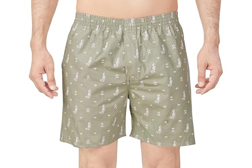 Image of Cotton Men Regular Fit Boxers Ultra-Comfort Natural Fiber Printed Boxer Shorts with Elastic Waistband, Side Pockets Premium Cotton Printed Boxer Shorts