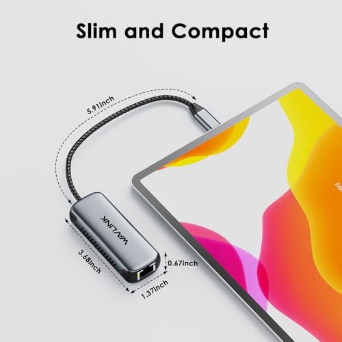 WAVLINK USB C to 5G Ethernet Adapter mit 95W PD, USB C Adapter mit 5000 Mbit/s, Ethernet Netzwerkadapter für Laptops, Computers, Kompatibel mit Windows 10/11, Mac OS 11 oder höher, Linux und mehr