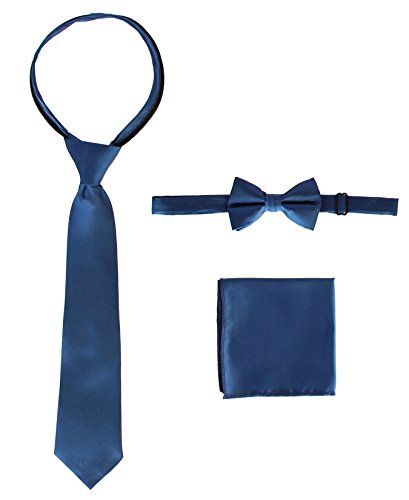 Image of Gioberti Boy's Long Sleeve Dress Shirt + Solid Tie, Bow Tie, and Hanky