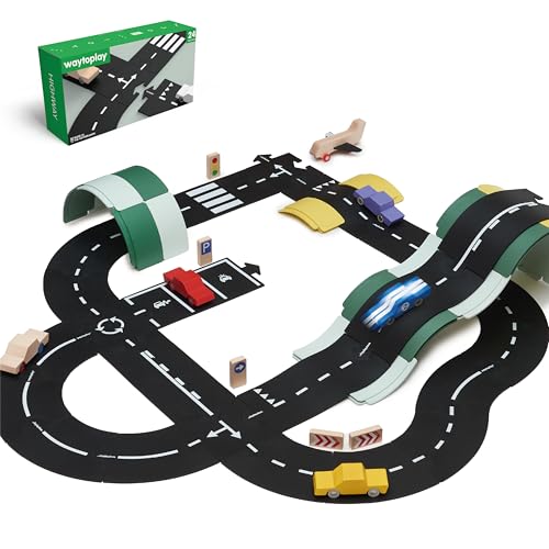 Waytoplay's Highway - Flexible Toy Road Set, 24 Pieces. The Original Since 2003. Made in Europe.