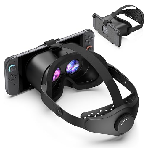 Verbessertes VR-Headset für Nintendo Switch 2, Switch 2 Virtual Reality VR-Brille mit verstellbaren HD-Linsen und komfortablem Kopfband, Virtual Boy 3D-Brille für Switch 2 Zubehör (Schwarz)