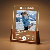 NAZENTI Personalized Acrylic Song Photo Plaque Gifts for Valentine Birthday Anniversary, Custom Album Cover Music Playlist Picture Frame Keepsake, Couple Songwriter Wedding Memory Gift for Him Her