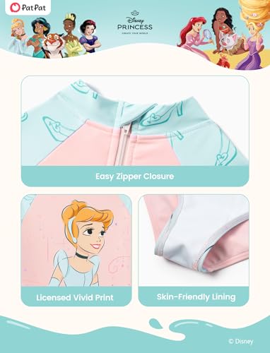 Image of Disney Frozen Stitch Princess Minnie Mouse Girls Swimsuit Long Sleeve Rashguard UPF 50 One Piece Bathing Suit Size 3M-13Y